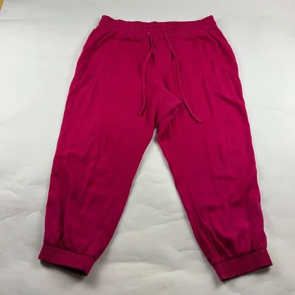 A New Day Hot Pink Linen Blend Jogger Pant XXL - Picture 1 of 7